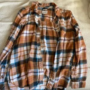 American Eagle Orange and blue flannel